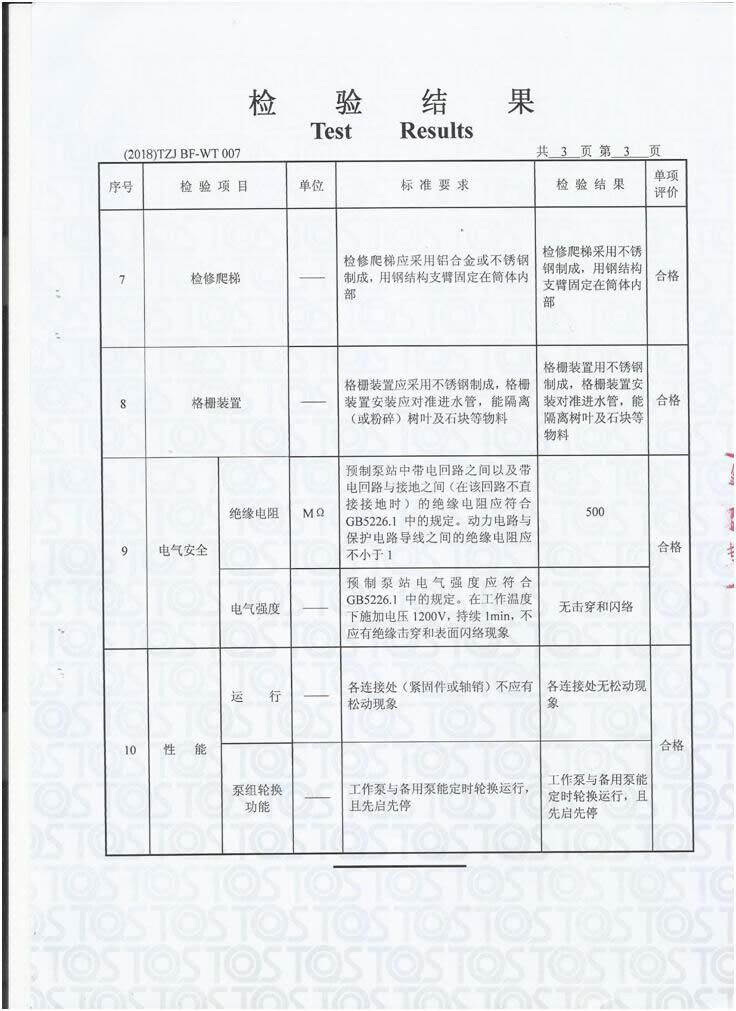 一体化泵站检测报告